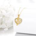 wholesale 14K Gold Heart Rose Musical Notes Pendant Necklace with Cubic Zirconia for Women Girls Mother's Day Gift-0-1