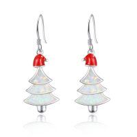 wholesale 925 Sterling Silver White Fire Opal Christmas Tree Snowflake Drop Earrings-White