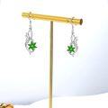 wholesale 925 Sterling Silver Green Crystal Hummingbird Flower Dangle Drop Earrings-0-3