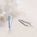wholesale 925 Sterling Silver Blue Fire Opal Huggie Hoop Earrings for Women -0-3