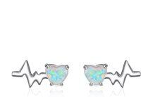 wholesale 925 Sterling Silver Opal Heartbeat Stud Earrings - Nurse Gifts-Heartbeat EKG