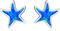 wholesale 925 Sterling Silver Blue Opal Starfish Stud Earrings - Ocean Beach  for Women & Girls-Blue Opal
