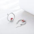 wholesale 925 Sterling Silver Red Enamel Mushroom Huggie Hoop Earrings-0-1