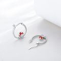 wholesale 925 Sterling Silver Red Enamel Mushroom Huggie Hoop Earrings-0-1