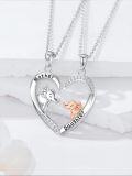 wholesale 925 Sterling Silver Elephant Mother Daughter Jewelry Set - Heart Pendant Necklace for Women, Mom Gift for Birthday, Mother's Day-0-1