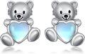 wholesale 925 Sterling Silver Teddy Bear Heart Stud Earrings for Girls Women Kids -0-0