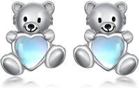 wholesale 925 Sterling Silver Teddy Bear Heart Stud Earrings for Girls Women Kids -Teddy Bear