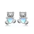 wholesale 925 Sterling Silver Teddy Bear Heart Stud Earrings Wholesale for Girls Women Kids -0-0