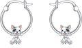 wholesale 925 Sterling Silver French Bulldog Hoop Earrings for Women Girls 3D Cute Puppy  Idea-0-0