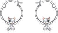 wholesale 925 Sterling Silver French Bulldog Hoop Earrings for Women Girls 3D Cute Puppy  Idea-French Bulldog Hoop Earrings