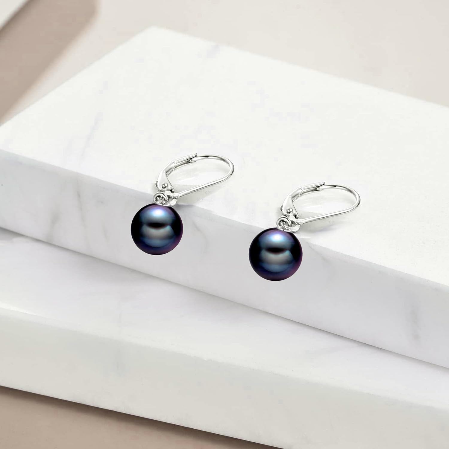 Black Pearl Leverback Earrings Wholesale