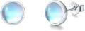 wholesale 925 Sterling Silver Blue Opalite Round Stud Earrings for Sensitive Ears-0-0