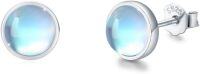 wholesale 925 Sterling Silver Blue Opalite Round Stud Earrings for Sensitive Ears-A-Silver 4.0 Millimeters