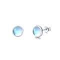 wholesale 925 Sterling Silver Blue Opalite Round Stud Earrings for Sensitive Ears-0-0