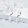 wholesale 925 Sterling Silver Oval Freshwater Cultured Pearl Leverback Earrings-0-2