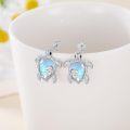 wholesale 925 Sterling Silver Blue Moonstone Sea Turtle Stud Earrings - Ocean Animal  for Women-0-1