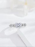 TOUPOP Sterling Silver Moissanite Solitaire Engagement Ring Wedding Band-0-2