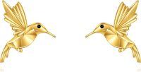 wholesale 14K Gold Mini Hummingbird Stud Earrings Fine Filigree Jewelry Gifts-Origami Hummingbird