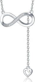 wholesale 925 Sterling Silver Infinity Heart Pendant with Cubic Zirconias Necklaces for Women s-0-0