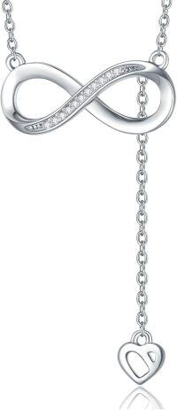 wholesale 925 Sterling Silver Infinity Heart Pendant with Cubic Zirconias Necklaces for Women s-infinity and heart