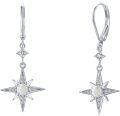 wholesale 925 Sterling Silver Opal Star and Cubic Zirconia Leverback Earrings-0-0