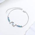wholesale 925 Sterling Silver Blue Wave Dolphins Moonstone Charm Anklet Jewelry-0-1