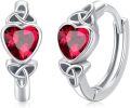 wholesale 925 Sterling Silver Red Crystal Heart Celtic Knot Huggie Hoop Earrings for Women-0-0