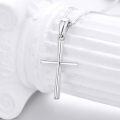 wholesale 14K White Gold Polished Cross Pendant Chain Necklace for Women Girls 20 + Extender-0-18
