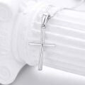 wholesale 14K White Gold Polished Cross Pendant Chain Necklace for Women Girls 20 + Extender-0-18