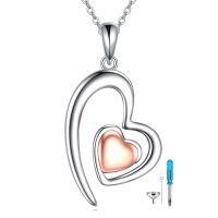 wholesale 925 Sterling Silver Heart Pendant With Rose Gold Insert And Accessories Set-Heart Urn Necklace