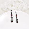 wholesale 925 Sterling Silver Red Crystal Twist Flower Drop Earrings  for Women-0-1
