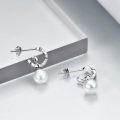 wholesale 925 Sterling Silver Celtic Knot Pearl Drop Dangle Earrings with Leverbacks-0-3