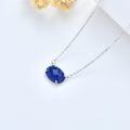 wholesale 925 Sterling Silver Lapis Lazuli Oval Cut Gemstone Pendant Necklace for Women Fine  for Mom Wife Friends-0-5