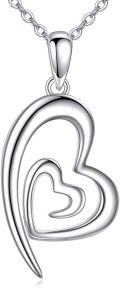 wholesale 925 Sterling Silver Double Heart Pendant Necklaces for Women Mother's Day Gifts Jewelry-0-0