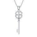 wholesale 925 Sterling Silver Heart Key Pendant Necklace Wholesale With Zircon Accent-0-0