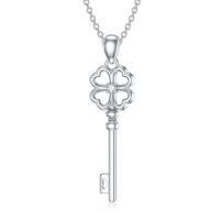 wholesale 925 Sterling Silver Heart Key Pendant Necklace Wholesale With Diamond Accent-Key