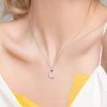 TOUPOP Sterling Silver Garnet Moon Pendant Necklace-0-1