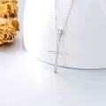 wholesale 14K White Gold Polished Cross Pendant Chain Necklace for Women Girls 20 + Extender-0-14
