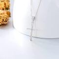 wholesale 14K White Gold Polished Cross Pendant Chain Necklace for Women Girls 20 + Extender-0-14