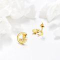 wholesale Gold 14K Moon Stud Earrings with Axolotl Design - Cute Animal Jewelry for Women-0-4