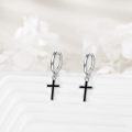 wholesale 925 Sterling Silver Black Cross/Hanging Hoop Earrings for Men Women-0-7