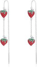 wholesale 925 Sterling Silver Strawberry Drop Earrings - Fruit Themed  for Women-0-0