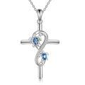 wholesale 925 Sterling Silver Cross Pendant Necklace With Blue Opal Sea Turtle Design-0-0