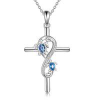 wholesale 925 Sterling Silver Cross Pendant Necklace With Blue Opal Sea Turtle Design-Turtle