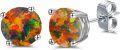 wholesale 925 Sterling Silver Green Fire Opal Round Stud Earrings - Multiple Sizes & Colors for Women Men Gifts-0-18