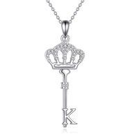 wholesale 925 Sterling Silver Crown Key Necklace With Initial K-Key-K