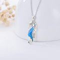 wholesale 925 Sterling Silver Blue Opal Starfish Pendant Necklace for Women Girls-0-3
