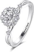 wholesale TOUPOP Personalized Moissanite Promise Rings For Women, 1 Ct Moissanite Engagement Ring For Her D Color Vvs1 Simulated Diamond 925 Sterling Silver 18k White Gold Plated Bridal Wedding Rings -0-0
