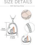 wholesale 925 Sterling Silver I love you forever Heart Pendant Necklace with CZ Stones and Gold Plated Accents for Women Gifts-0-5