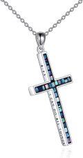 wholesale 925 Sterling Silver Abalone Shell Cross Necklace I Can Do All Things - Unique Handcrafted Gift for Women-0-0